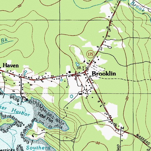 Topographic Map of Brooklin Post Office, ME