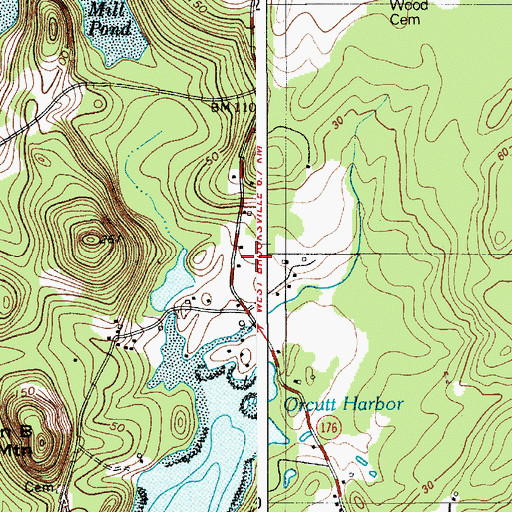 Topographic Map of Brooksville Post Office, ME