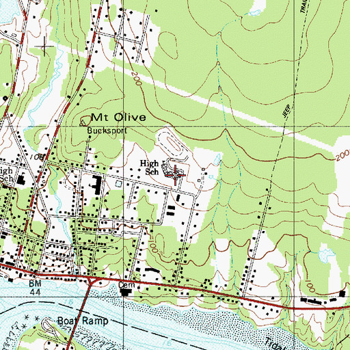 Topographic Map of Bucksport High School, ME