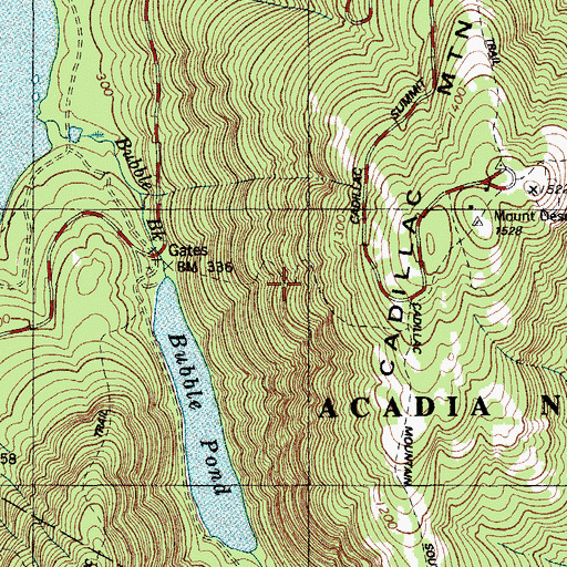 Topographic Map of Cadillac Mountain West Face Trail, ME