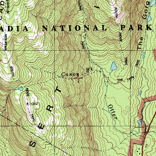 Topographic Map of Canon Brook Trail, ME