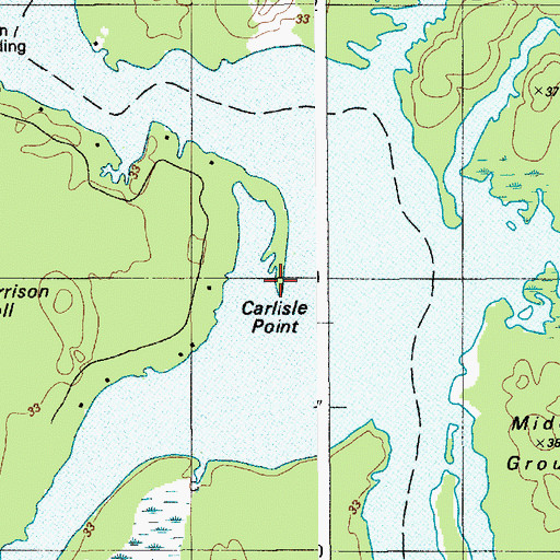 Topographic Map of Carlisle Point, ME