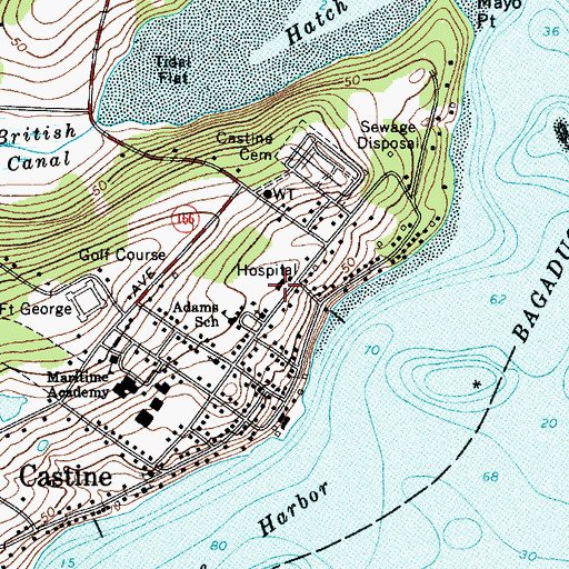 Topographic Map of Castine Community Hospital, ME