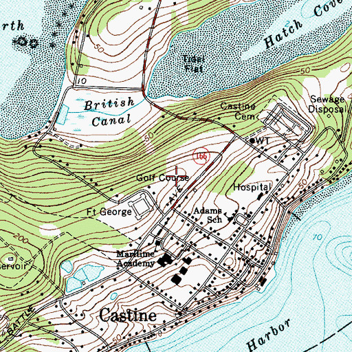 Topographic Map of Castine Golf Club, ME