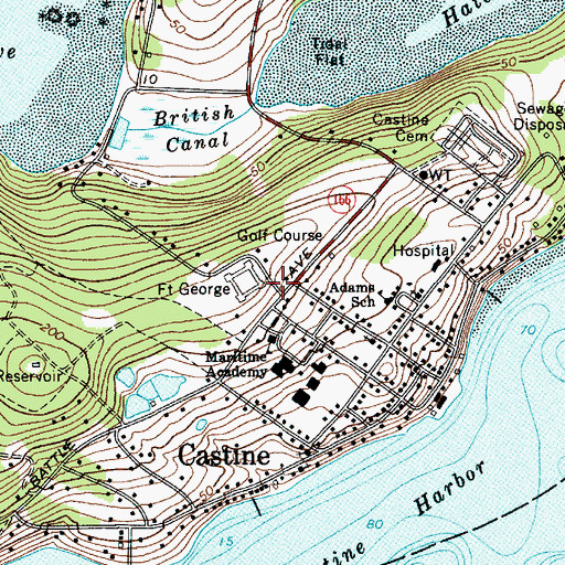 Topographic Map of Castine Historic District, ME
