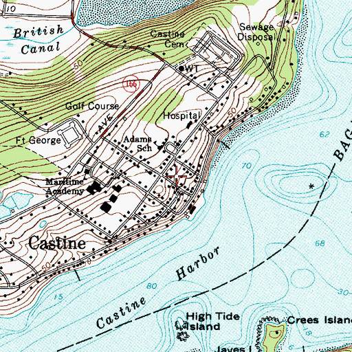 Topographic Map of Castine Post Office, ME