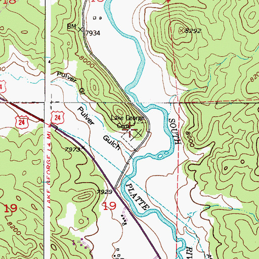 Topographic Map of Lake George Cemetery, CO