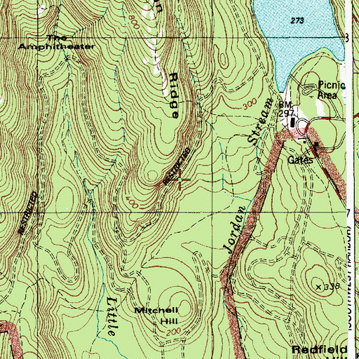 Topographic Map of Cliffside Bridge, ME