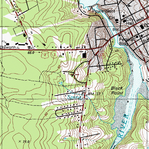 Topographic Map of Colonel Black Mansion Museum, ME