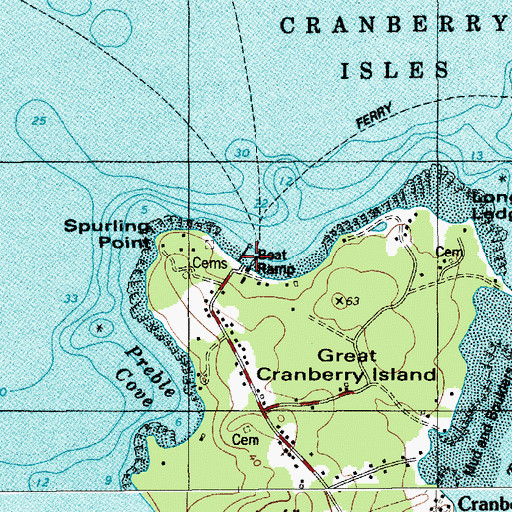 Topographic Map of Cranberry Isles Town Dock, ME