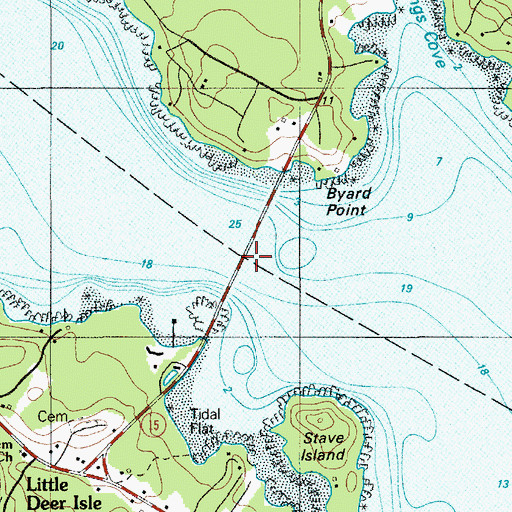 Topographic Map of Deer Island Bridge, ME