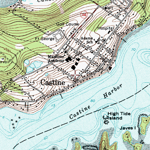 Topographic Map of Delano Auditorium, ME