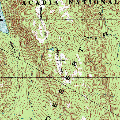 Topographic Map of Dike Peak, ME