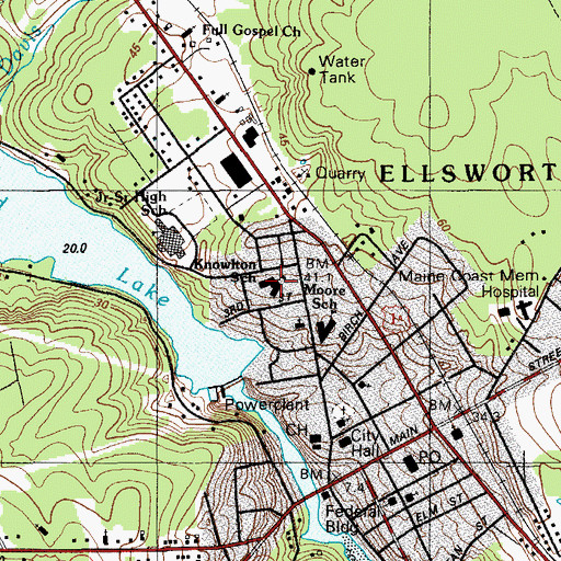 Topographic Map of Doctor Charles C Knowlton School, ME