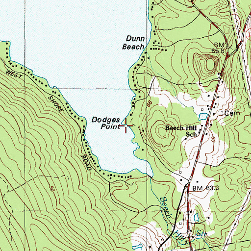 Topographic Map of Dodges Point, ME
