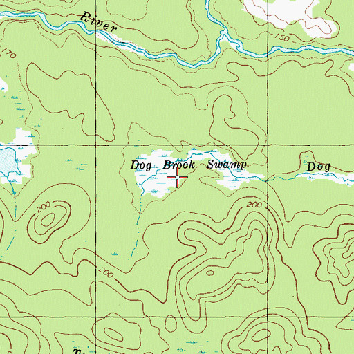 Topographic Map of Dog Brook Swamp, ME