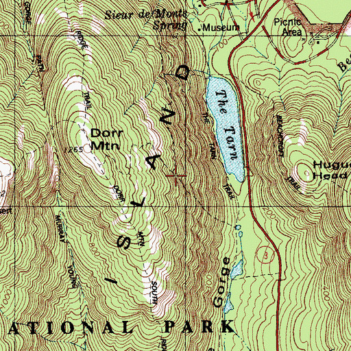 Topographic Map of Dorr Mountain Ladder Trail, ME