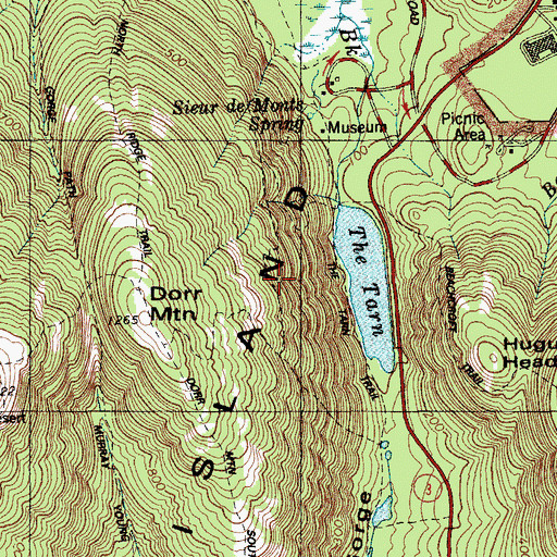 Topographic Map of Dorr Mountain Trail, ME