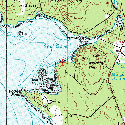 Topographic Map of Dow Point, ME