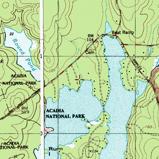 Topographic Map of Eagle Lake Trail, ME