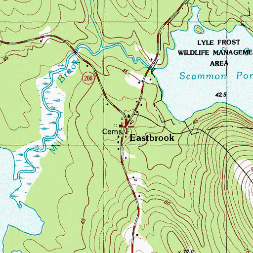 Topographic Map of Eastbrook Baptist Church, ME