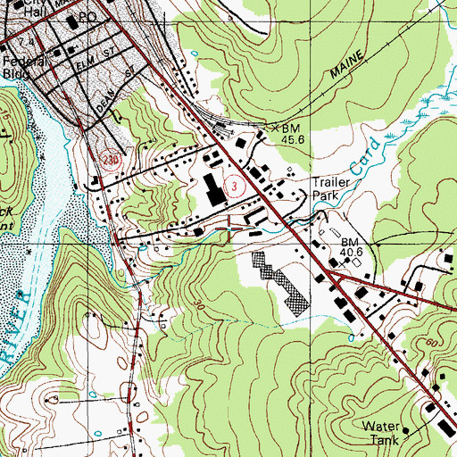 Topographic Map of Ellsworth Shopping Center, ME