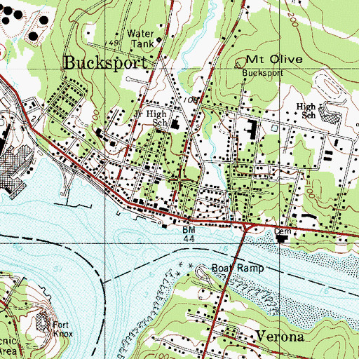 Topographic Map of Elm Street Congregational Church, ME