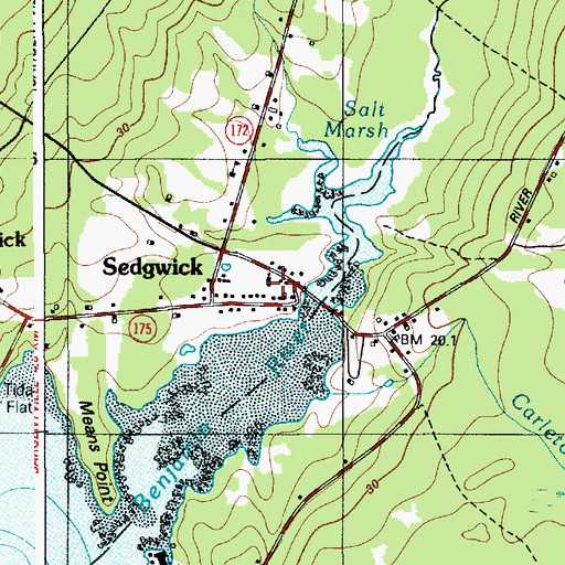Topographic Map of First Baptist Church, ME