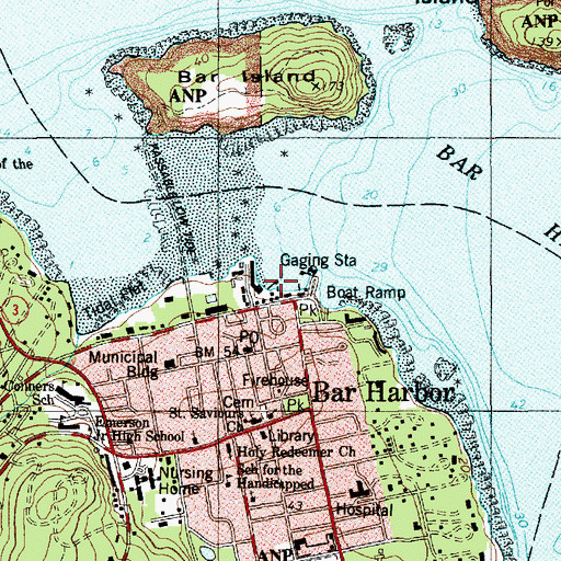 Topographic Map of Fishermans Landing, ME