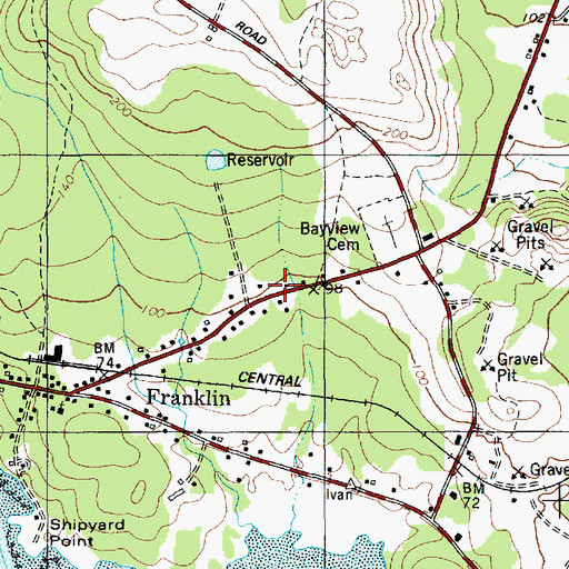 Topographic Map of Franklin Post Office, ME