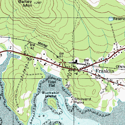 Topographic Map of Franklin United Methodist Church, ME