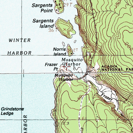 Topographic Map of Frazer Point Picnic Area, ME