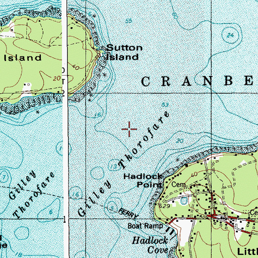 Topographic Map of Gilley Thorofare, ME