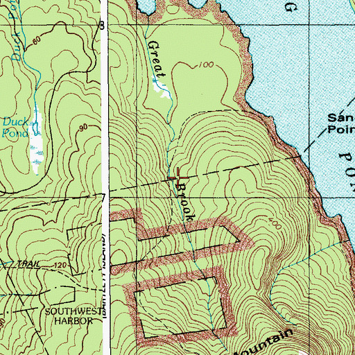 Topographic Map of Great Brook Bridge, ME