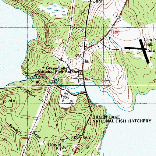 Topographic Map of Green Lake National Fish Hatchery, ME