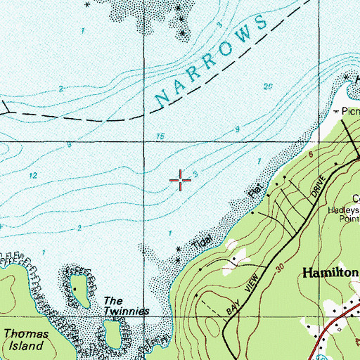Topographic Map of Hadleys Point Campground, ME