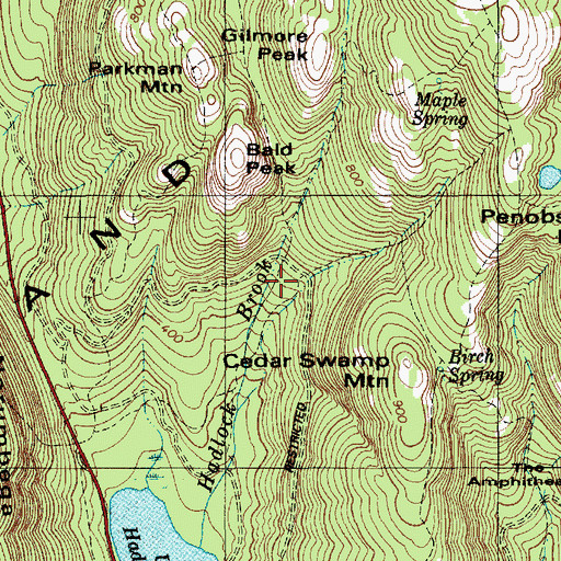 Topographic Map of Hadlock Brook Trail, ME