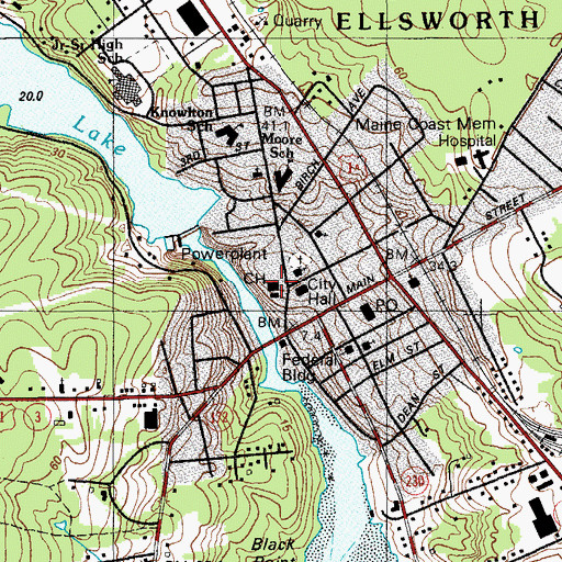 Topographic Map of Hancock County Courthouse, ME