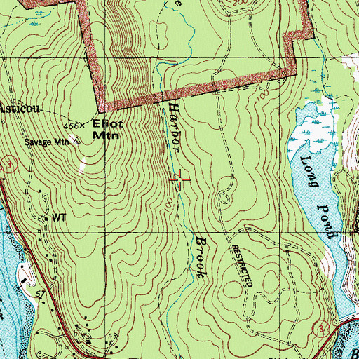 Topographic Map of Harbor Brook Trail, ME