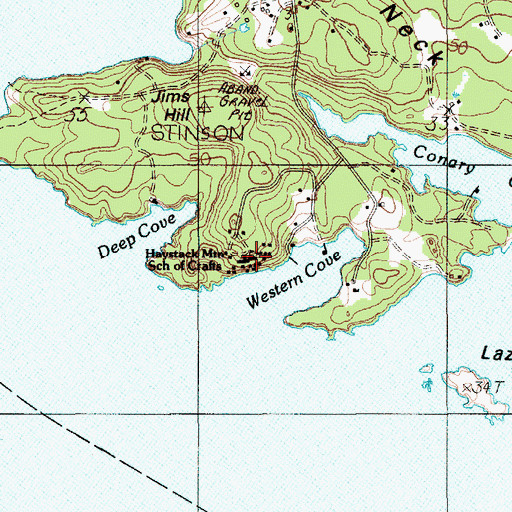 Topographic Map of Haystack Mountain School of Crafts Library, ME