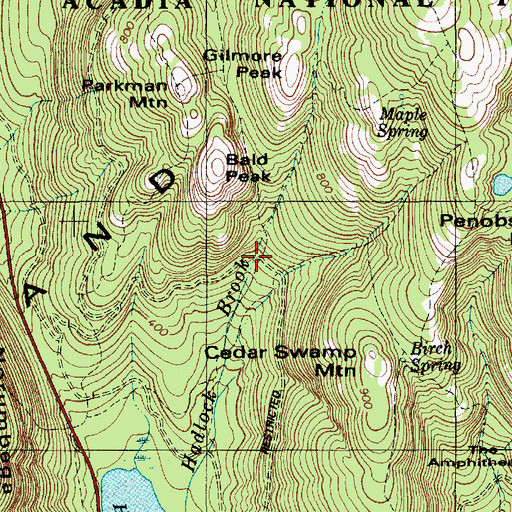 Topographic Map of Hemlock Bridge, ME