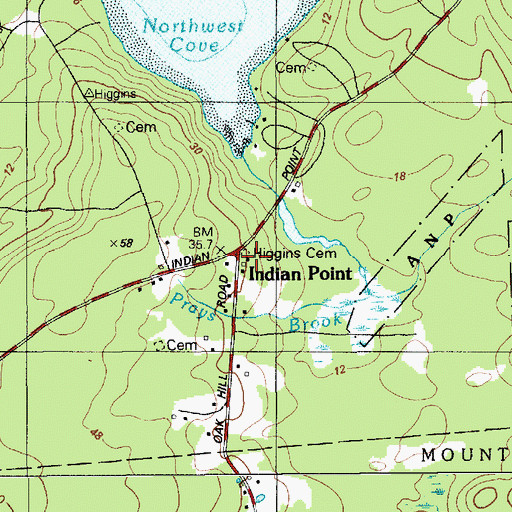 Topographic Map of Higgins Cemetery, ME