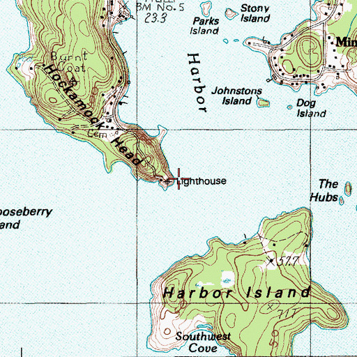Topographic Map of Hockamock Head Lighthouse, ME