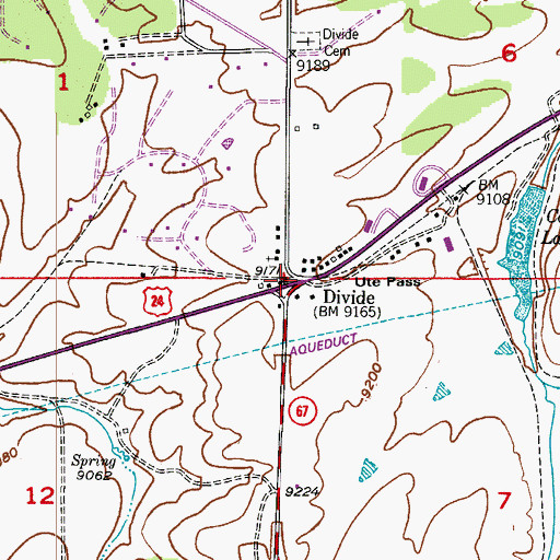 Topographic Map of Divide, CO