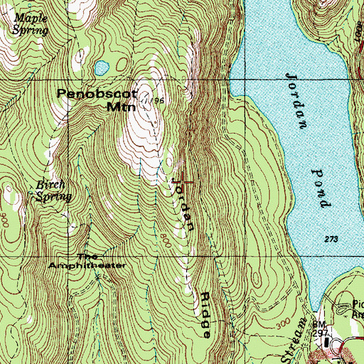 Topographic Map of Jordan Cliffs Trail, ME