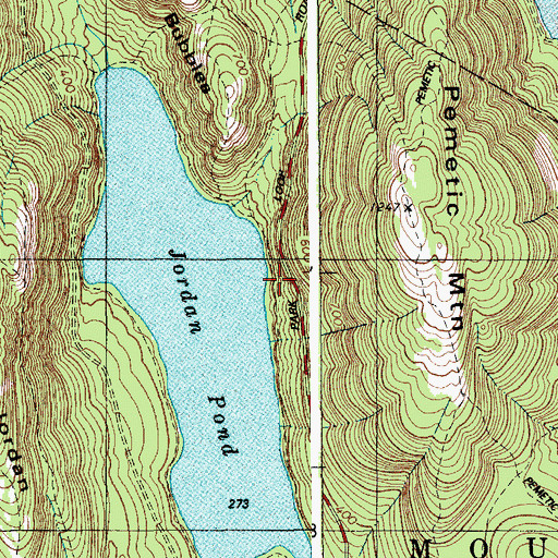 Topographic Map of Jordan Pond East Side Trail, ME