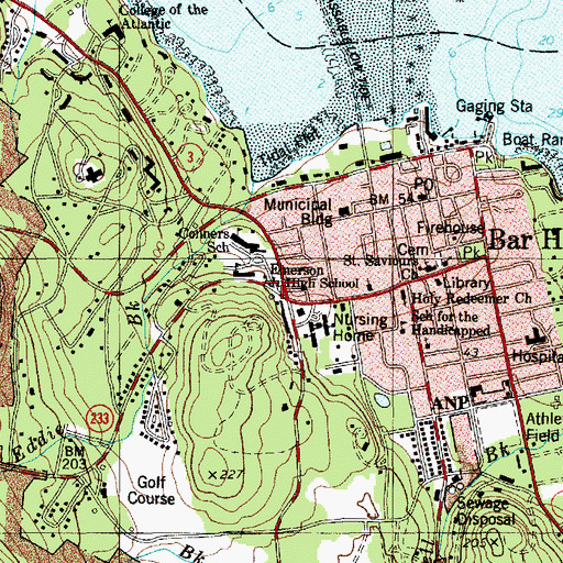 Topographic Map of Jordan-Fernald Chapel, ME