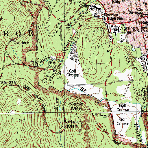 Topographic Map of Kebo Valley Golf Club, ME