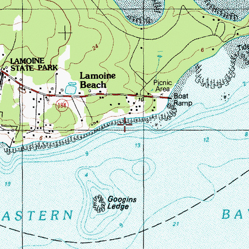 Topographic Map of Lamoine Beach, ME