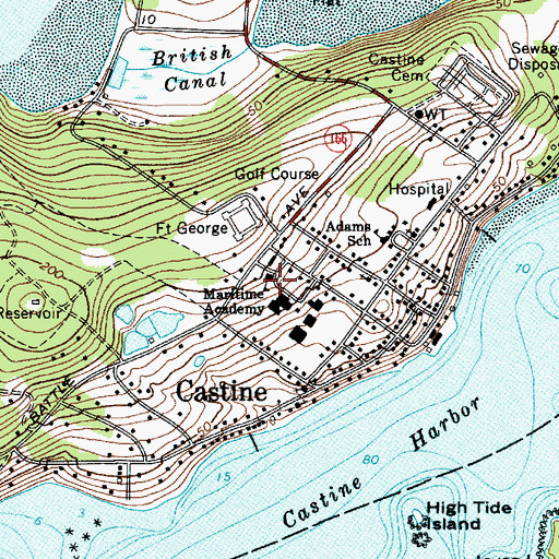 Topographic Map of LEavitt Hall, ME